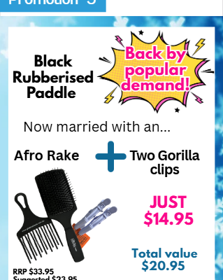 Black Rubberised Paddle with Afro Rake and Two (2) Gorilla clips!